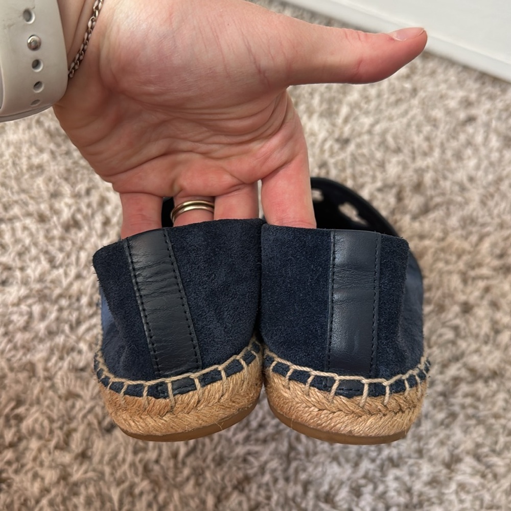 Tory Burch 7.5 Sidney Navy Blue Suede Espadrille Flats - Picture 8 of 10